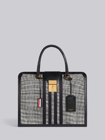 Thom Browne Black And White Wool Prince Of Wales 4-bar Mr. Thom Bag