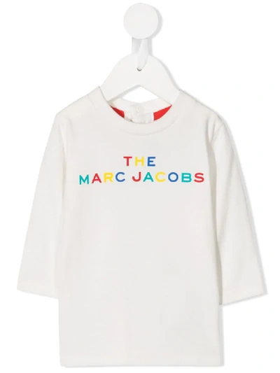 Little Marc Jacobs Babies' Logo-print Crew Neck Top In White