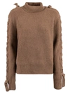 JW ANDERSON J.W. ANDERSON CABLE INSERT TURTLENECK SWEATER,KW0361/YN0056 600 BROWN