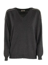 BRUNELLO CUCINELLI V-NECK SWEATER CASHMERE SWEATER WITH SHINY SHOULDER EMBROIDERY,M12171902 C2803