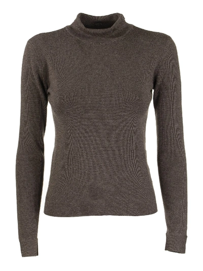 Agnona Wool Blend Jumper In Brown