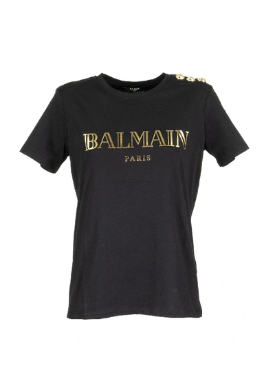 Balmain Logo Print In Black/gold