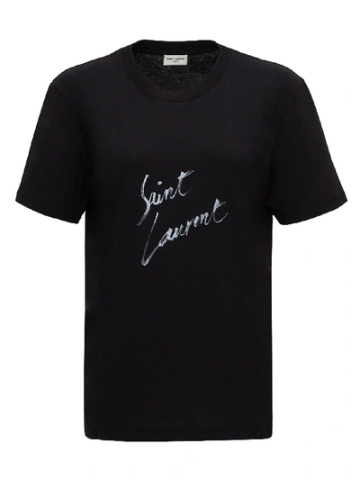 Saint Laurent Tee With Logo In Black