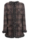 DOLCE & GABBANA FRAYED EDGE WOVEN CHECKED TOP,11457285