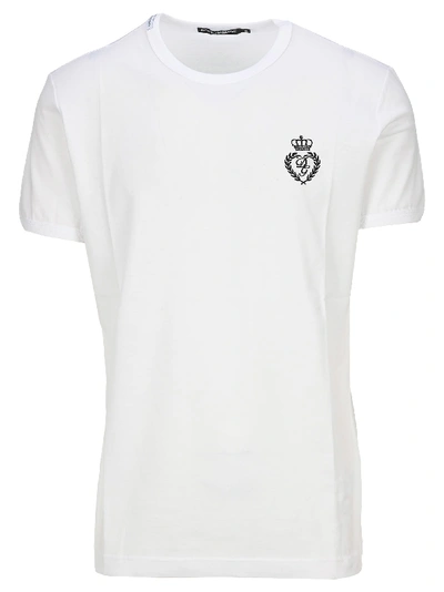 Dolce & Gabbana Logo-embroidered Cotton-jersey T-shirt In White
