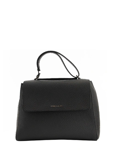Orciani Sveva Soft Medium Leather Shoulder Bag In Black