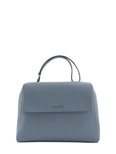 Orciani Sveva Soft Medium Leather Shoulder Bag In Blue