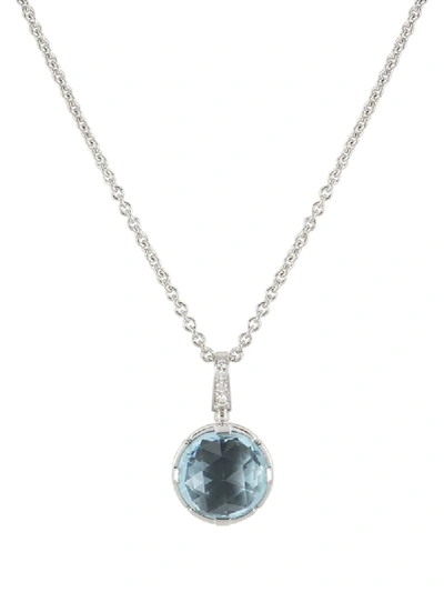 Pre-owned Bvlgari  18kt White Gold Aquamarine And Diamond Pendant Necklace