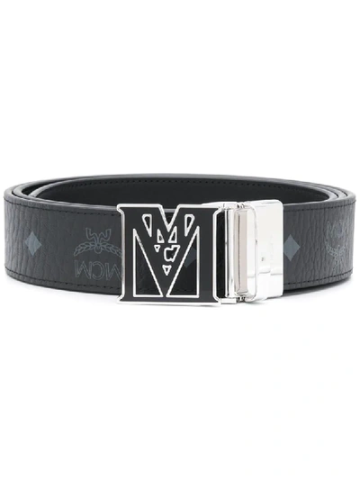 Mcm Monogram Buckle Belt In Black