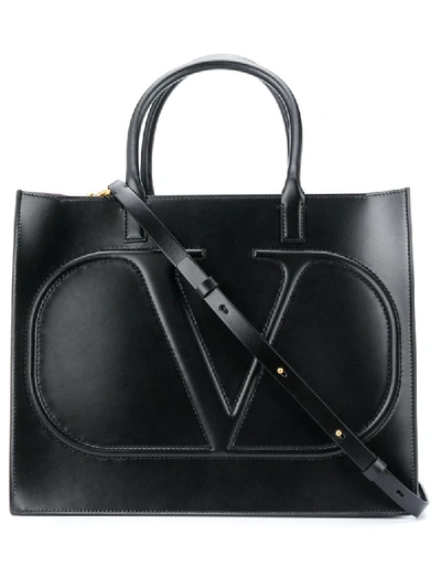 Valentino Garavani Vlogo Small Leather Handbag In Black