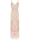 NEEDLE & THREAD SEQUIN EMBELLISHED RUFFLE TRIM GOWN