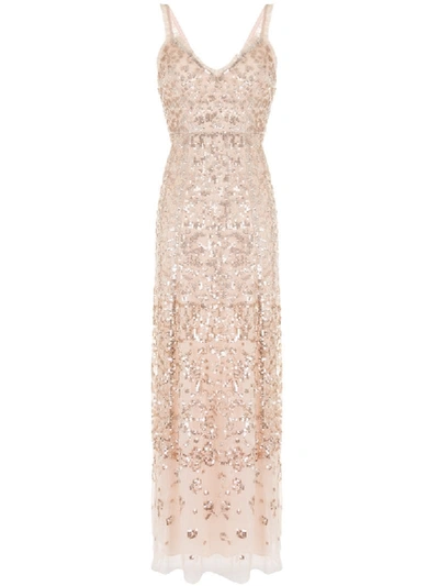 Needle & Thread Sequin Embellished Ruffle Trim Gown In Pink