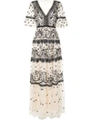 NEEDLE & THREAD TIERED STYLE EMBROIDERED DRESS
