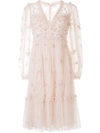 NEEDLE & THREAD SEQUIN FLORAL EMBROIDERED TULLE DRESS