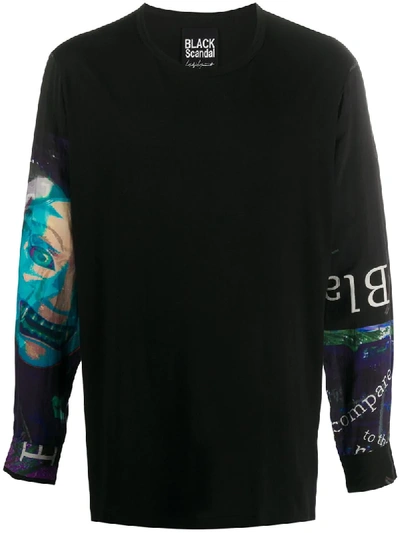 Yohji Yamamoto Printed Sleeves Sweatshirt In Black