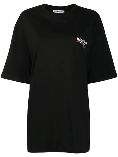 Balenciaga Oversized Printed Cotton-jersey T-shirt In Black