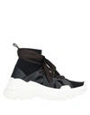 Agnona Cashmere Wraparound Laces High Top Sneakers Black In Black