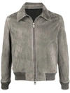 AMI ALEXANDRE MATTIUSSI ZIPPED CLASSIC SUEDE JACKET DARK GREY,A20HL001.503