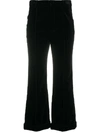 SAINT LAURENT BLACK COTTON CROPPED TROUSERS,635951 Y615W