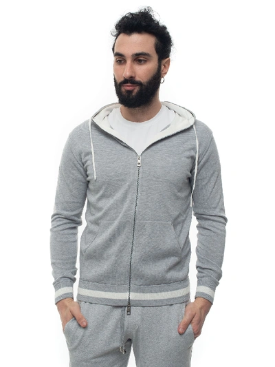 Luigi Borrelli Sweatshirt With Hood In Grigio-bianco