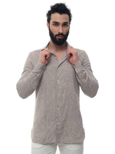 Luigi Borrelli Mixed Linen Shirt Long Sleeve Beige Linen Man