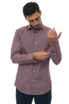 Hugo Boss Slim-fit Shirt In Printed Performance-stretch Jersey In Bordeau