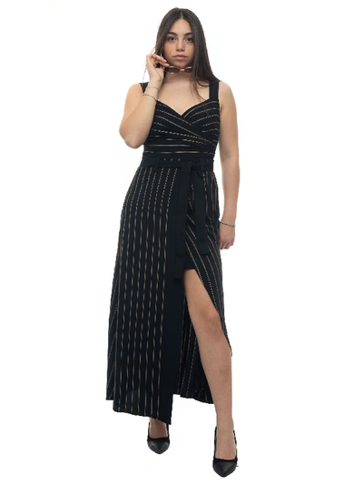 Emporio Armani Midi Dress Nero/oro Polyester Woman In Black