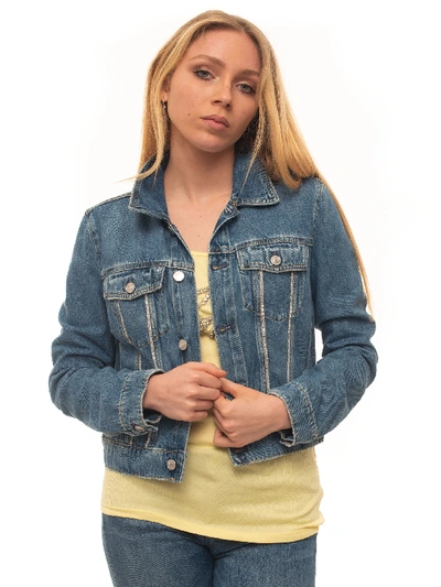 Guess Denim Harrington Jacket Light Denim Polyester Woman