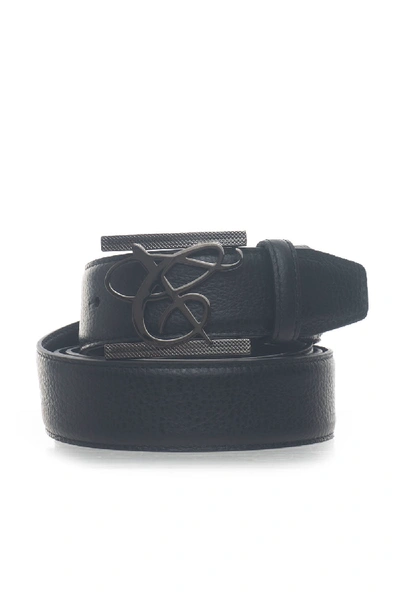 Canali Leather Belt Black Leather Man