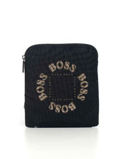 Hugo Boss Boss Shoulder Bag In Logo-textile Black Polyamide Man