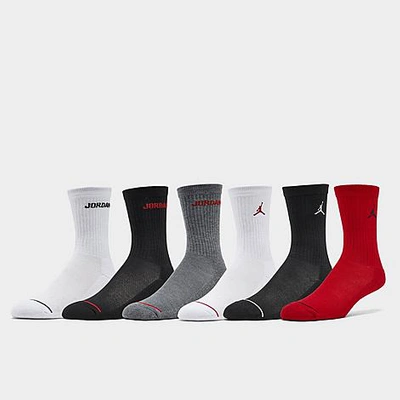 Nike Jordan Kids' Legend Crew Socks (6-pack) In White/black/red