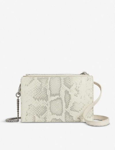 Allsaints Claremont Mini Leather Crossbody Bag In Chalk White