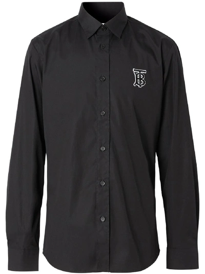 Burberry Monogram Cotton Shirt In Black