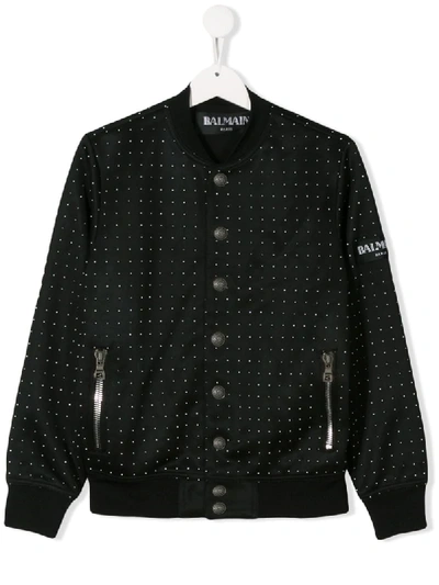 Balmain Kids' Dotted Buttoned Jacket In Black