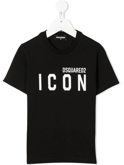 Dsquared2 Teen Icon-print Cotton T-shirt In Black