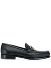Ferragamo Rolo Gancini Loafers In Black