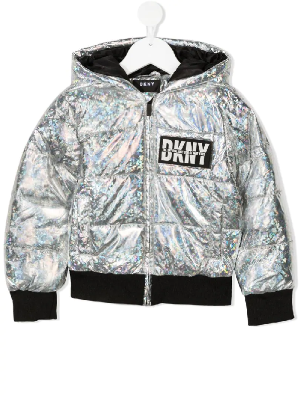 Dkny Kids' Metallic-effect Padded Jacket In Silver | ModeSens