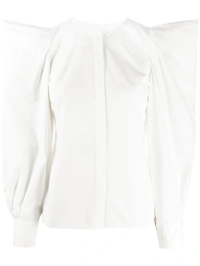 Loulou Puff-sleeve Shirt In White
