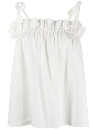 Loulou Oversized-ruffle Top In White