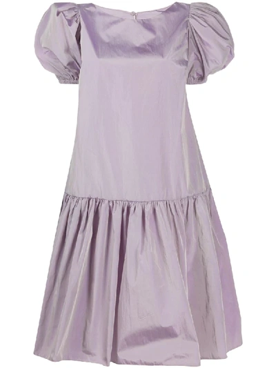 Loulou Flared Shirt Dress In Purple