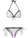 Amir Slama Lace Trim Triangle Bikini Set In White