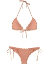 Amir Slama Ruffled Triangle Bikini Set In Neutrals