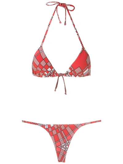 Amir Slama Geométrico Triangle Bikini Set In Red