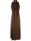 Amir Slama Ruffle-trim Maxi Dress In Brown