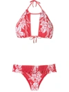 Amir Slama Ruffled Floral-print Bikini Set In Red
