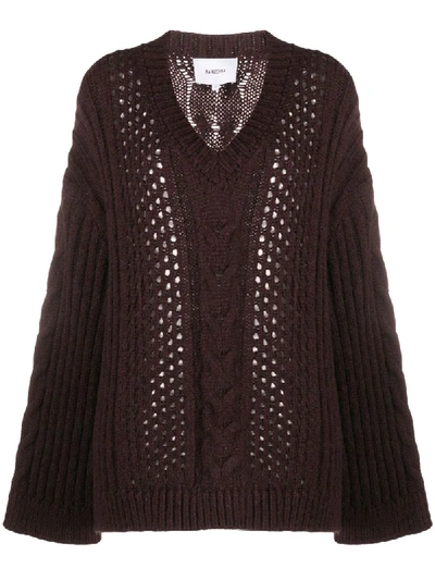 Nanushka Oversized Cable-knit Jumper In Brown