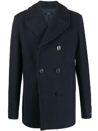 Polo Ralph Lauren Double-breasted Short Coat In Blue