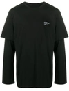 C2h4 Double Layer Long-sleeve Cotton T-shirt In Black