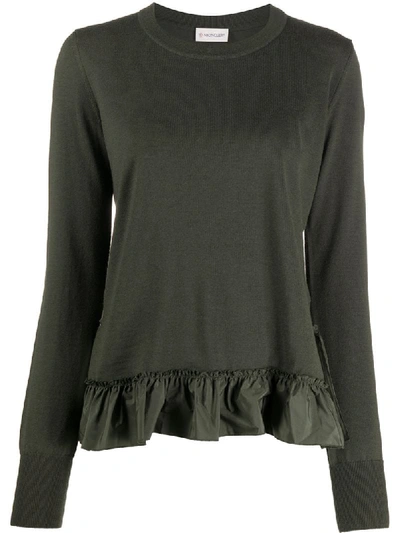 Moncler Peplum Hem Jumper In Green