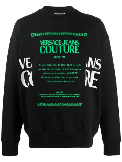Versace Jeans Couture Logo Print Sweatshirt In Black
